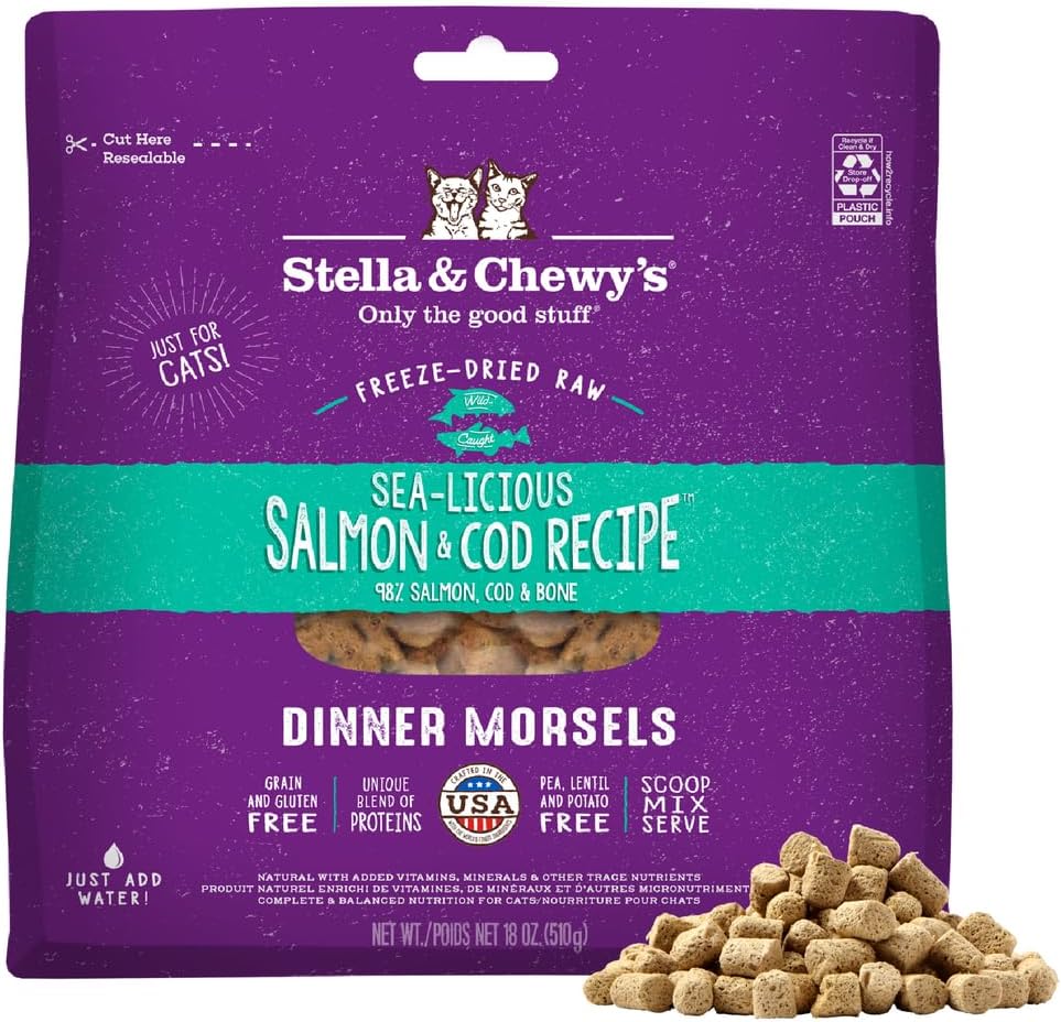 Stella & Chewy's Raw Salmon & Cod Cat Dinner Morsels, 18 oz