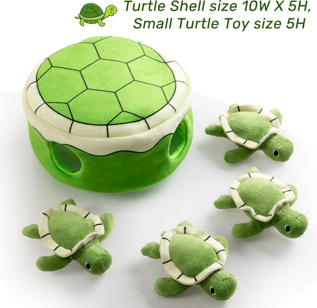 Hollypet Squeaky Hide and Seek Dog Toys for Small and Medium Dogs, Turtle | Interactive Plush Stuffed Dog Squeak Toys for Small Medium Sized Dogs and Non-Aggressive Chewers, Puppy Teeth Clean Chew Toys