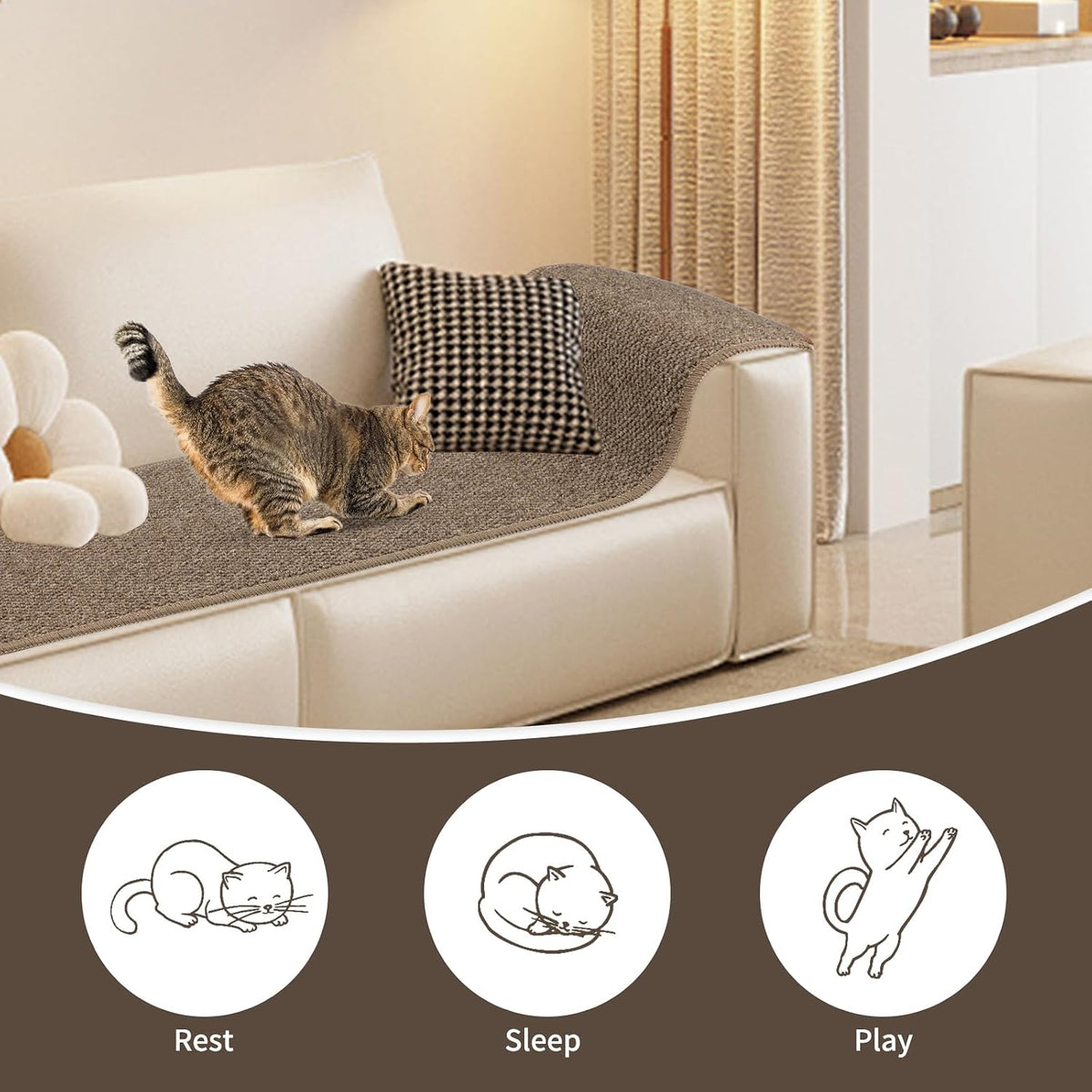 FHTONGE 71x15.8" Thickened Cat Wall Climbing Carpet with 16 Fixed Nails