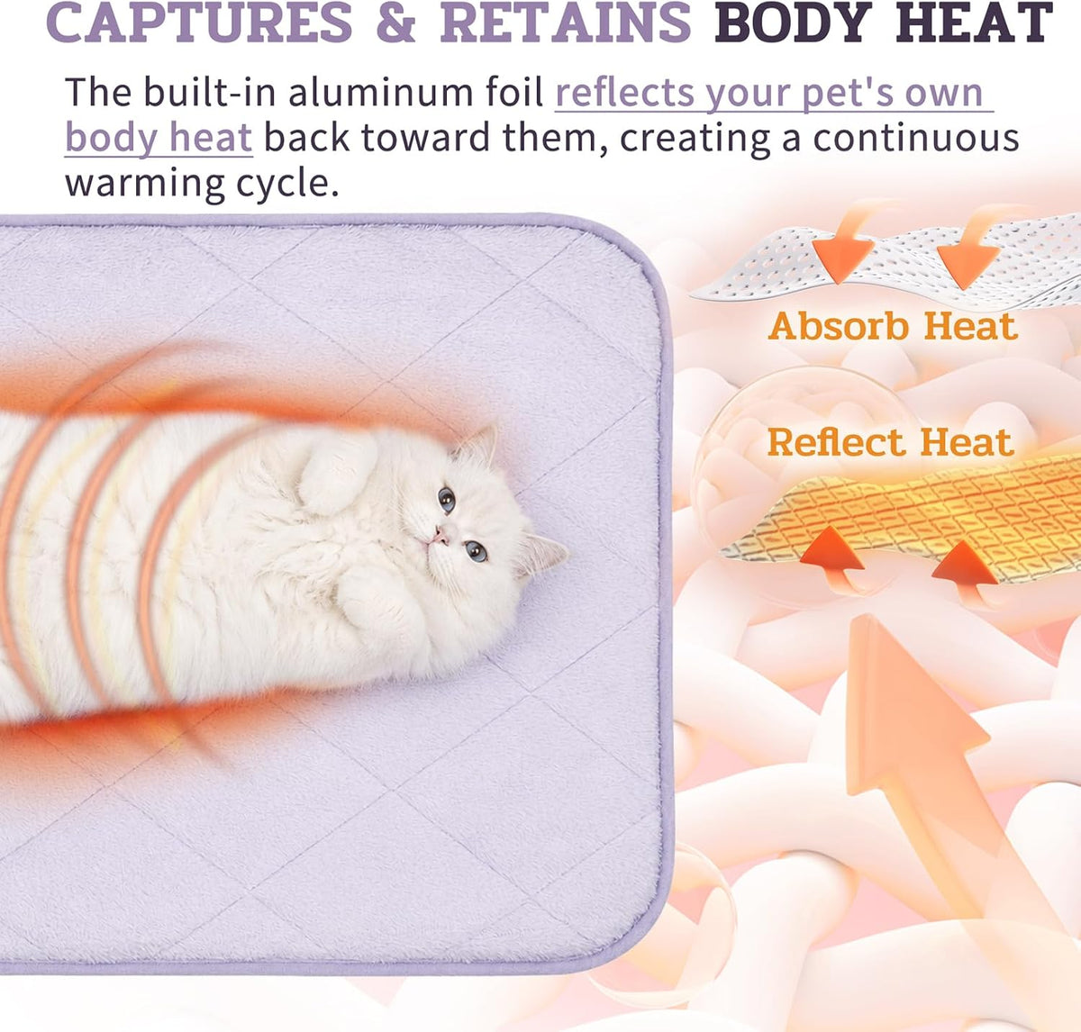 NWK Self Warming Thermal Pet Mat for Dogs and Cats (Purple, Medium)