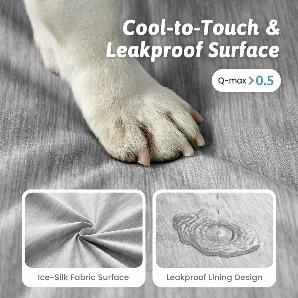 COZY KISS Cooling Orthopedic Dog Bed, Q-Max>0.5, Waterproof Lining, 30x20in