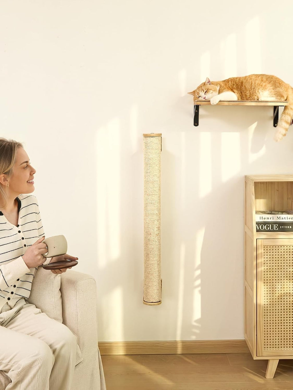 FUKUMARU Cat Wall Scratcher, 28" Kitten Scratching Post