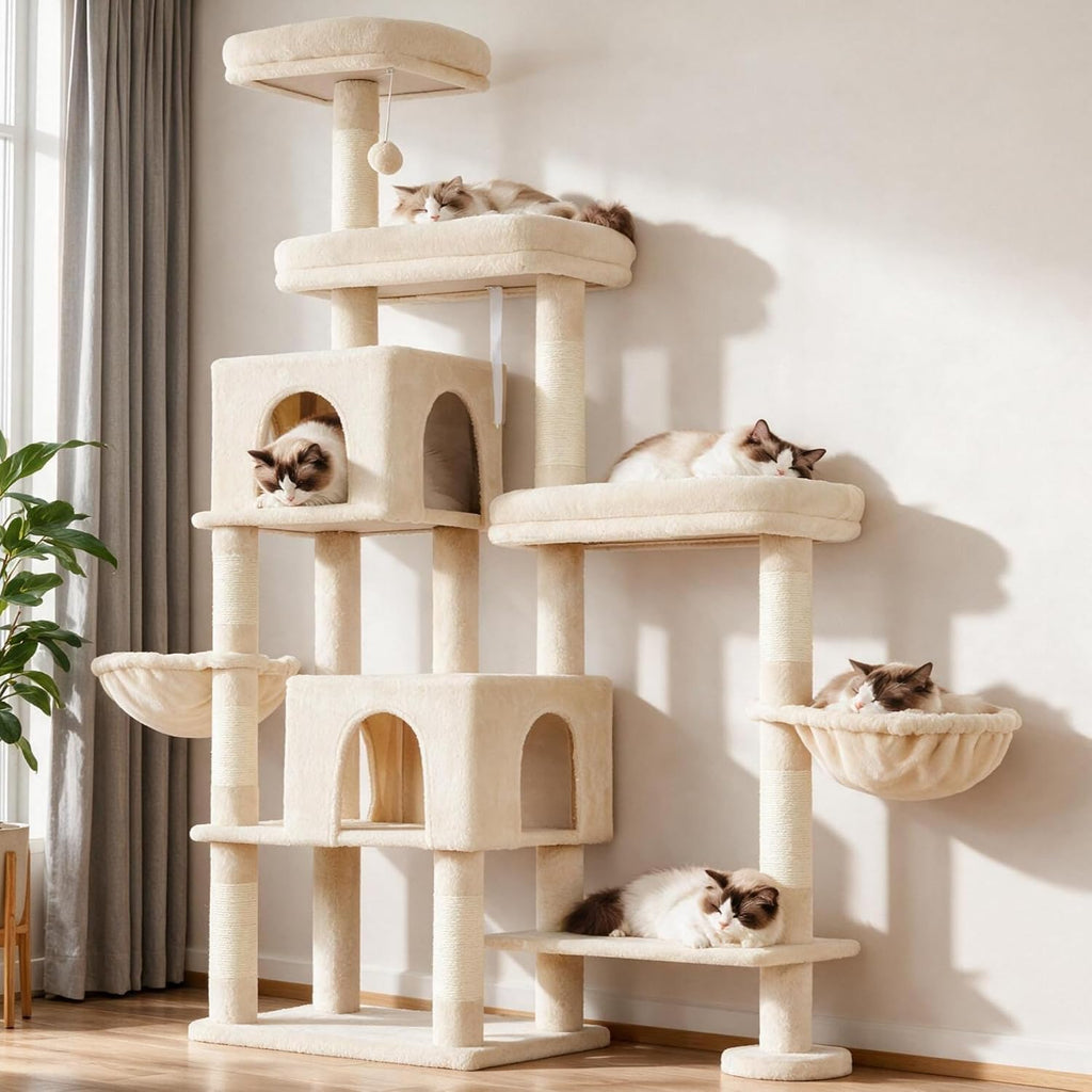 Hey-brother Cat Tree Tower with Stable Extended Base, 3 Platforms, MPJ038M
