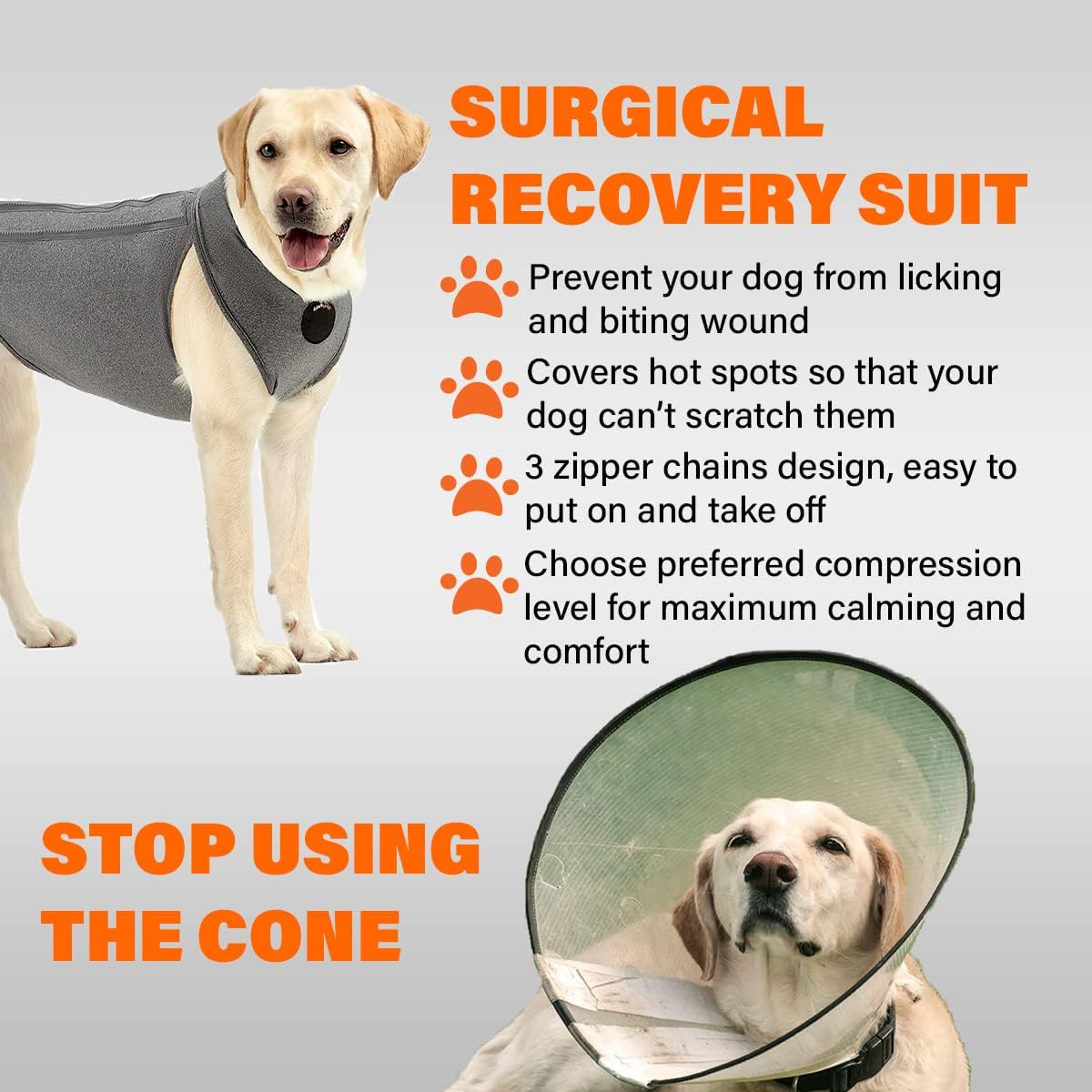NeoAlly Upgraded Dog Surgical Recovery Suit Cone Alternative Onesie Post Surgery Wear Protects Abdominal Wounds and Skin Anti Licking, Aids Hot Spots, and Provides Anti Anxiety Relief