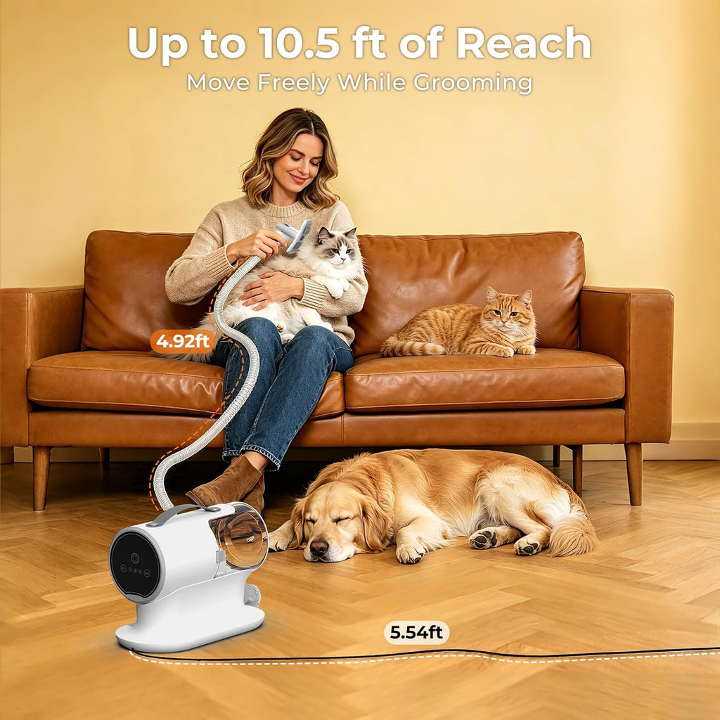 FIXR Dog Grooming Vacuum Kit with Clippers, 12000Pa Strong Suction, 2L Large Dust Cup, Low Noise <50dB, 8-in-1 Pet Hair Trimmer for Dogs Cats Shedding & Home Grooming