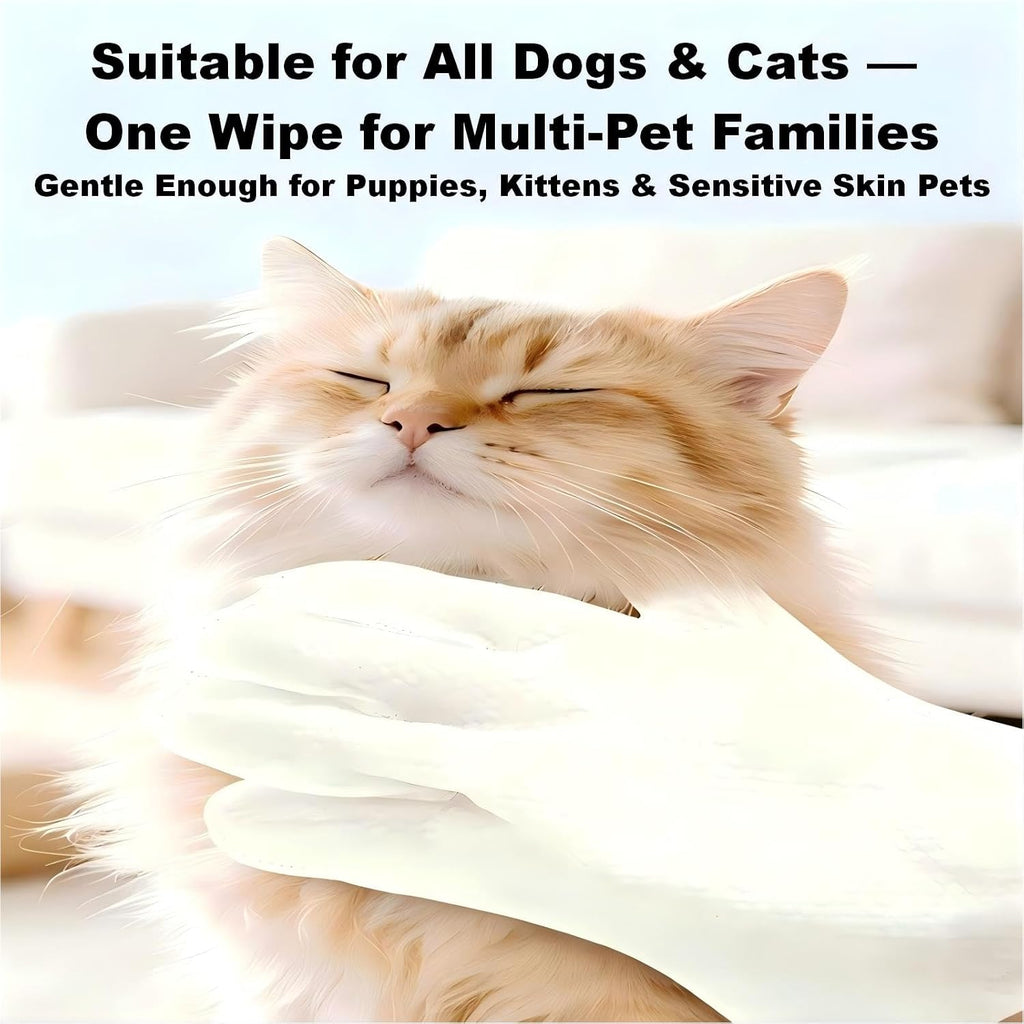 Pet Glove Wipes for Sphynx, Devon Rex, Cats & Dogs, 12 Count
