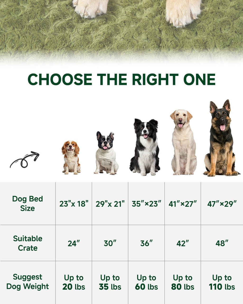 KSIIA Washable Dog Bed Medium Size Dog Crate Bed Pet Mat 35"x23" Green