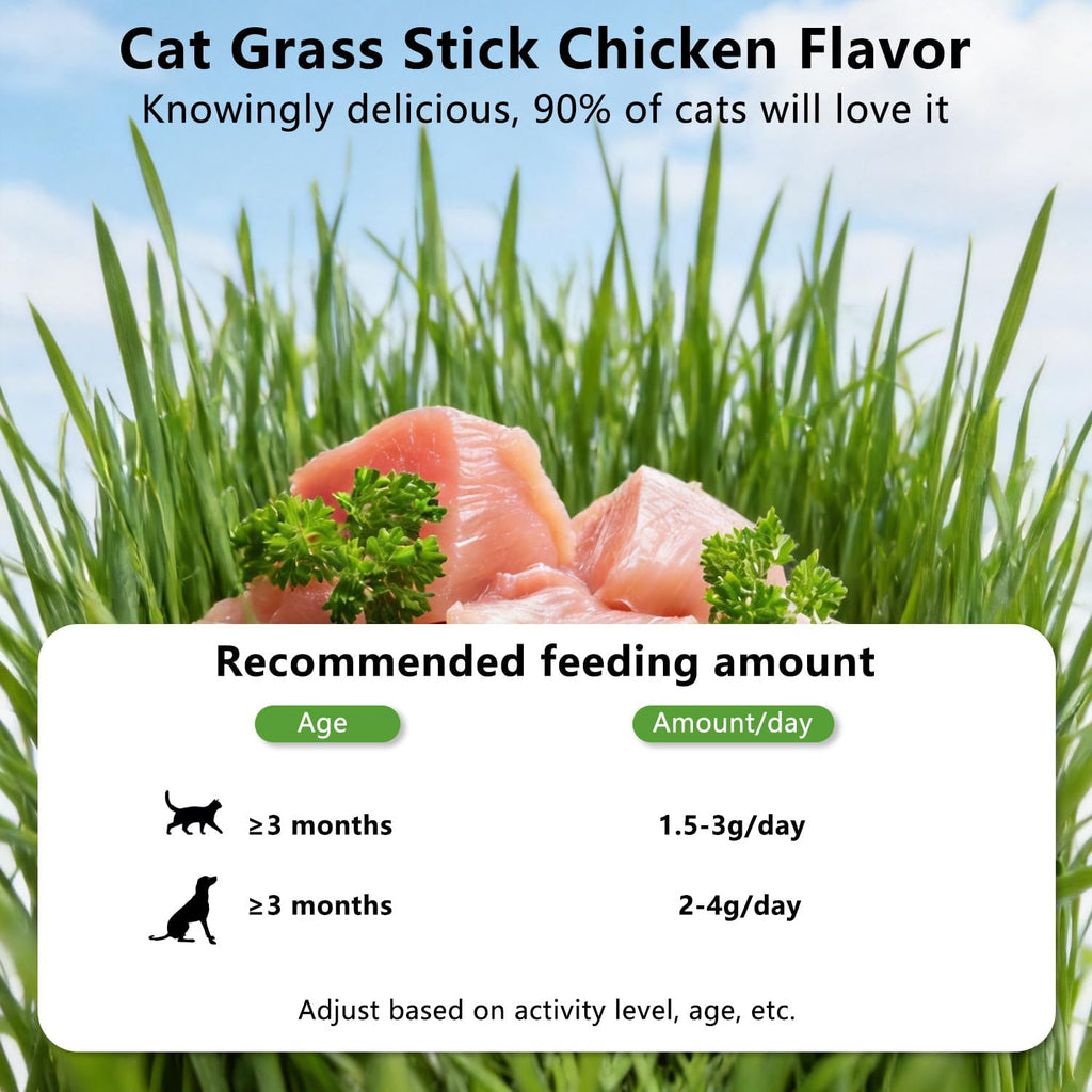Freeze-Dried Cat Grass Treats 150g/5.29 oz, Natural Granules for Hairball Removal & Dental Care, Dried Root Snacks Sticks for Cats