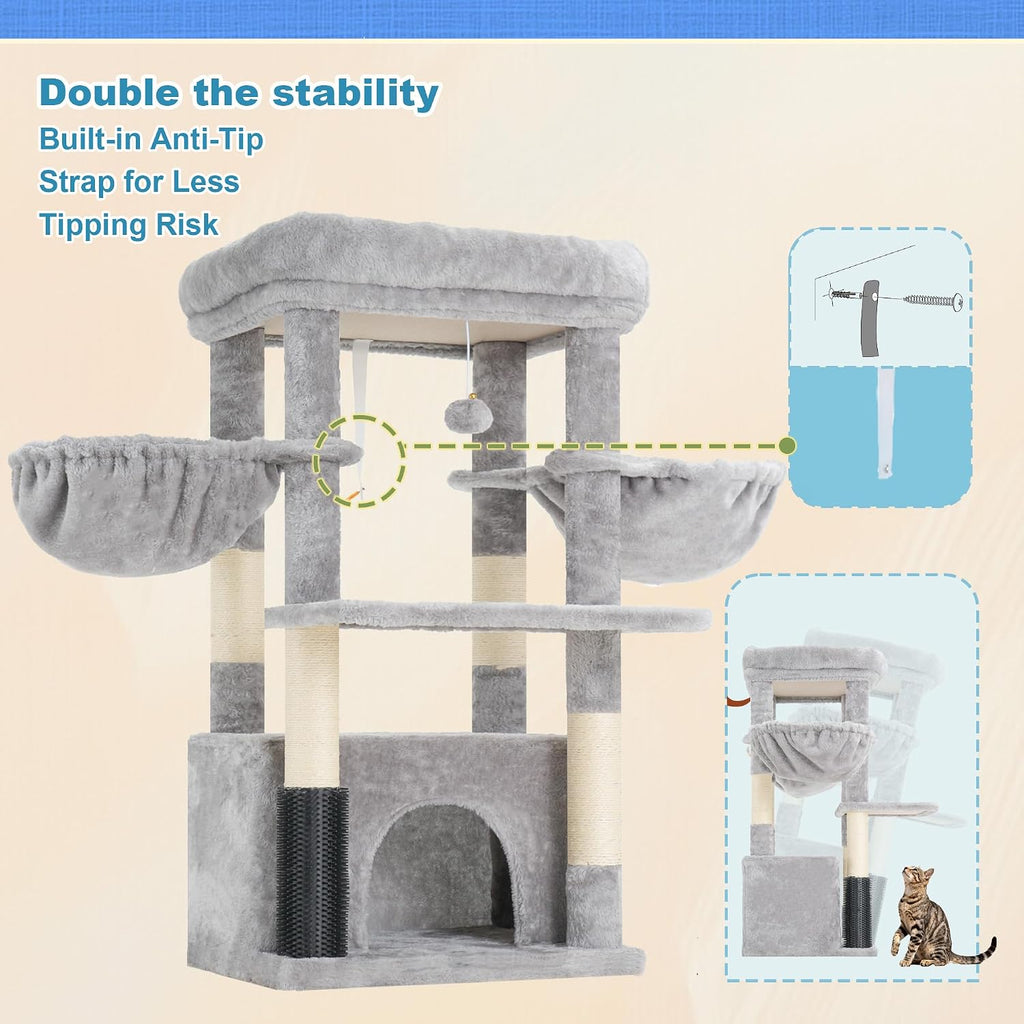 Hey-brother Cat Tree Tower with Large Platform, Spacious Condo, MPJ060W