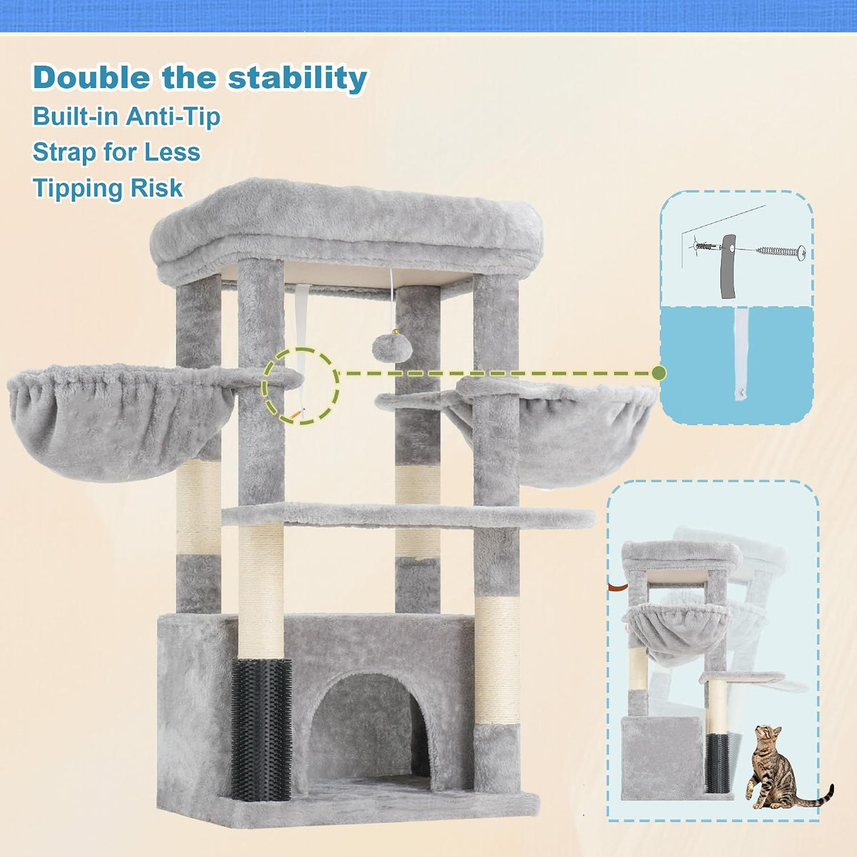 Hey-brother Cat Tree Tower with Large Platform, Spacious Condo, MPJ060W