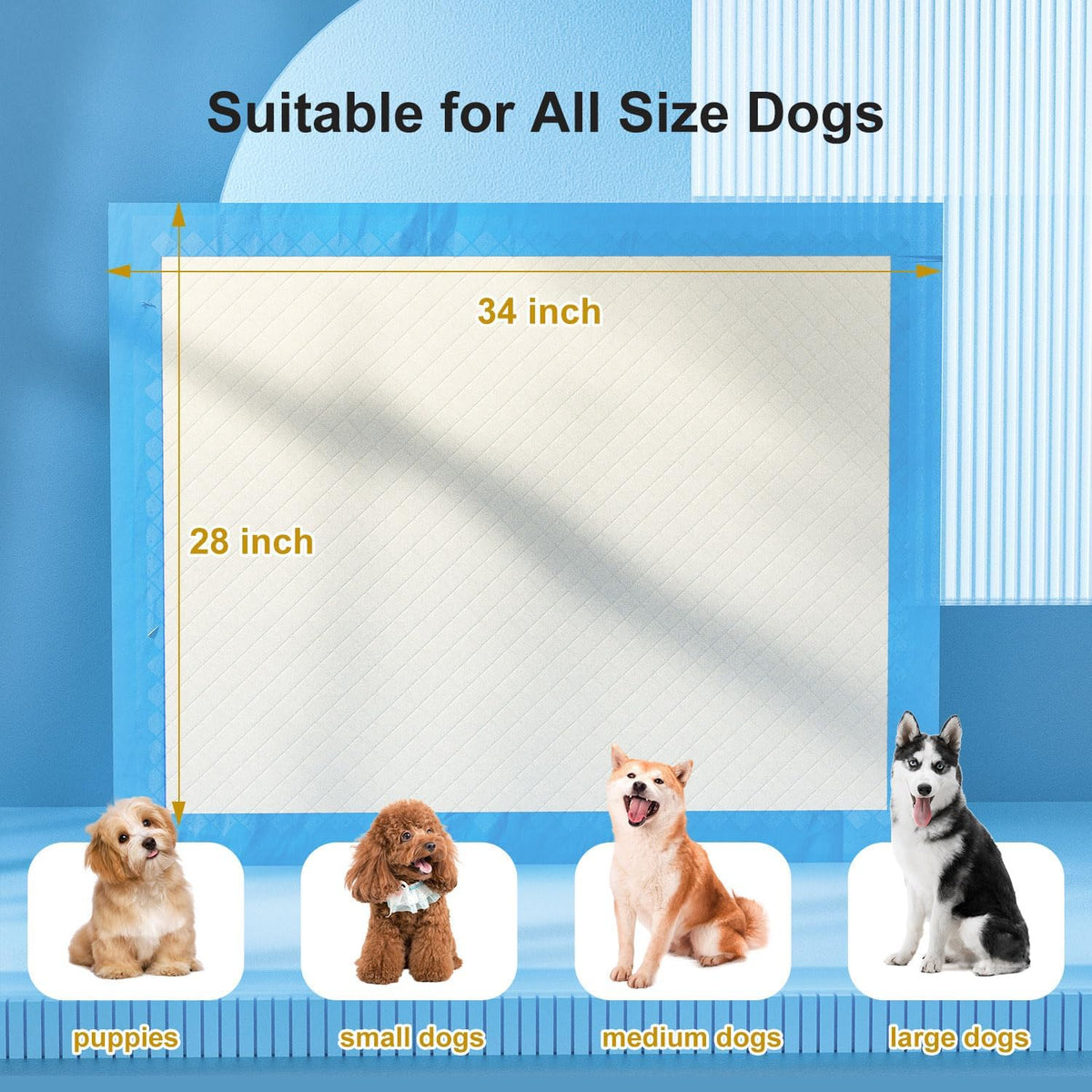 Gardner Pet Ultra Absorbent Thicker Dog Pee Pads Extra Large XL 27.6"x33.5" Leak-Proof Odor-Control Blue Puppy Training Pads Full Edge-Wrapping Pad for Dogs, Puppies, Doggie, Cats, Rabbits - 30 Ct