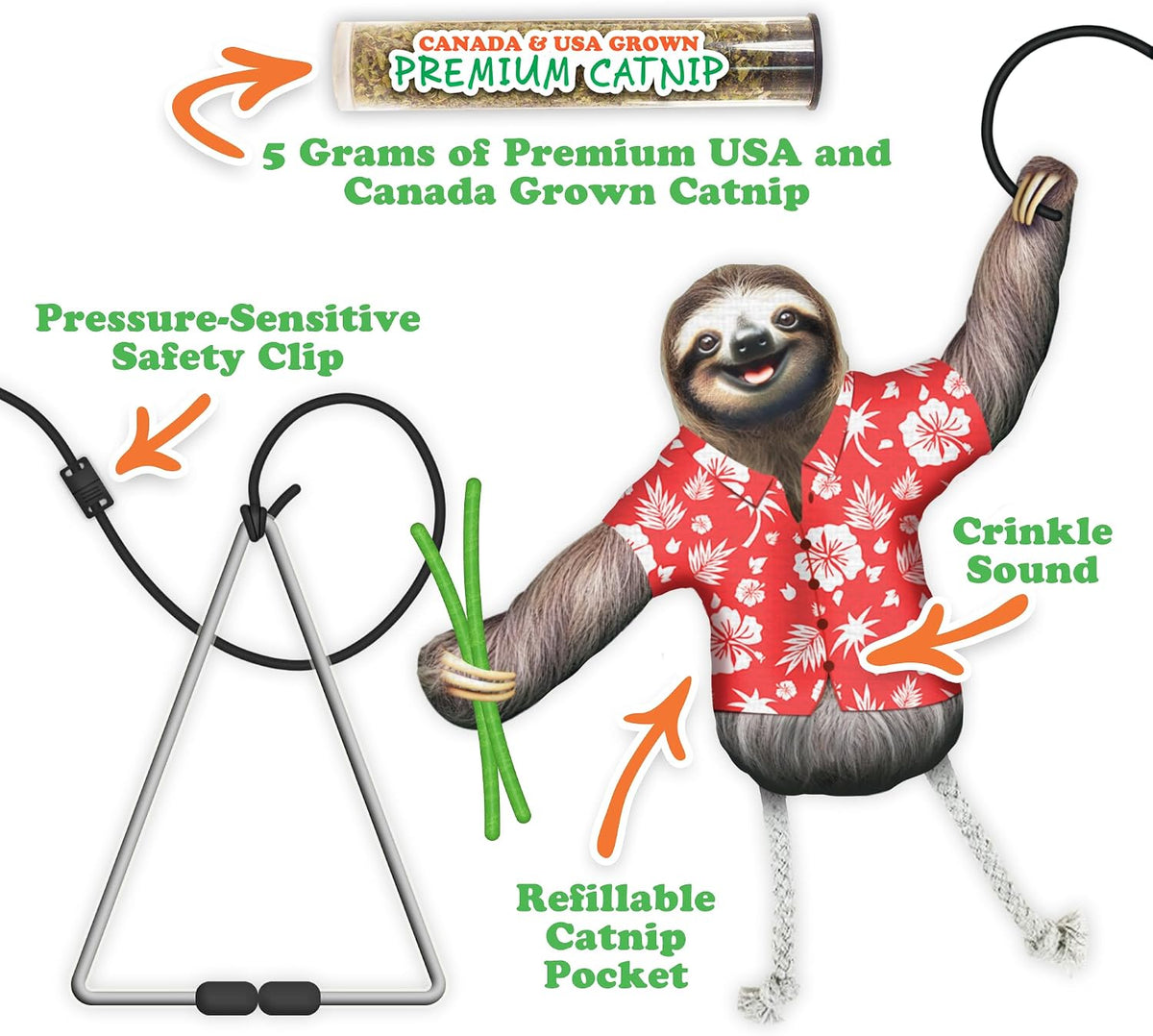 Meowijuana Jump 'n' Jamb Sloth Cat Toy and Catnip Blend | High Potency