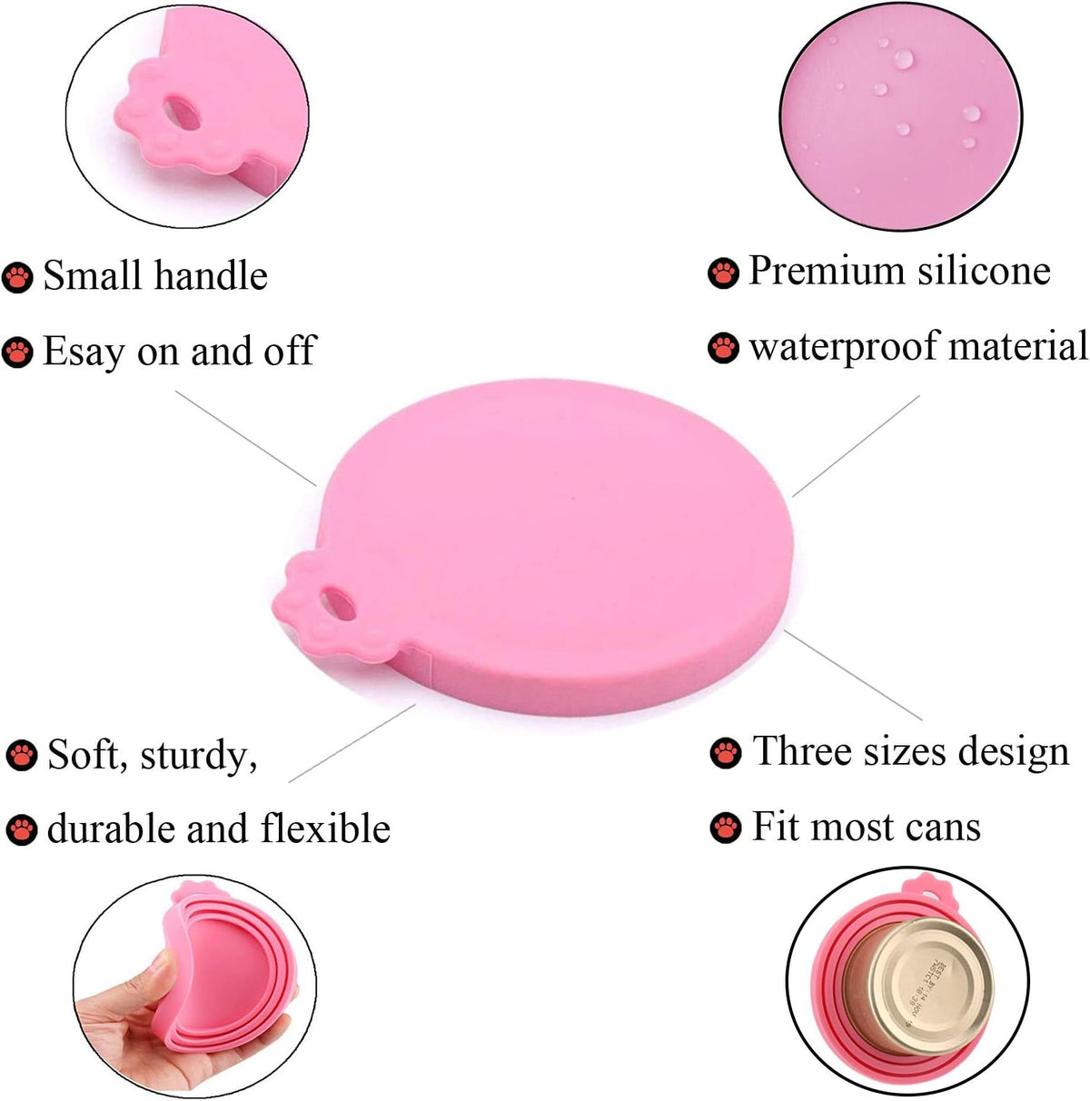 Food Can Covers | 3 Pack Silicone Food lids & 1 Can Spoon | Fit Most Standard Size Canned Dog Cat Food(3+1) 
