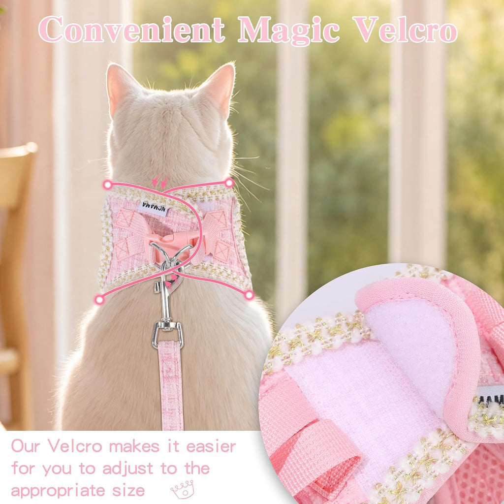 Cat Harness and Leash Set Escape Proof Kitty Harness for Cat Pink XS