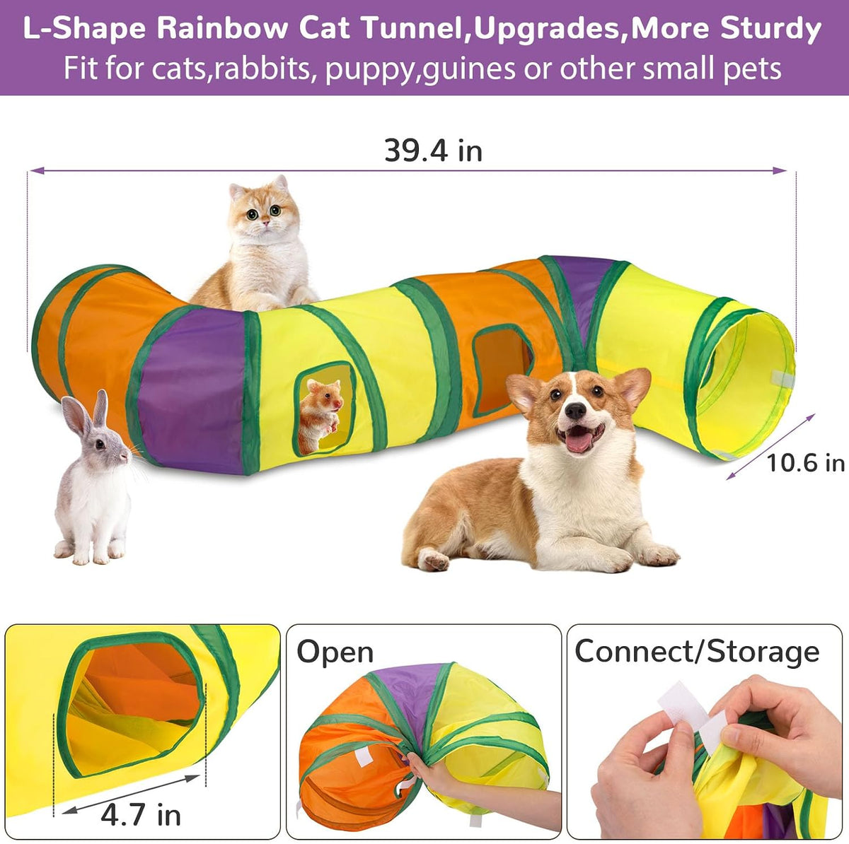 Retro Shaw 33Pcs Cat Toys for Indoor Cats, 2 Way Cat Game Tunnels