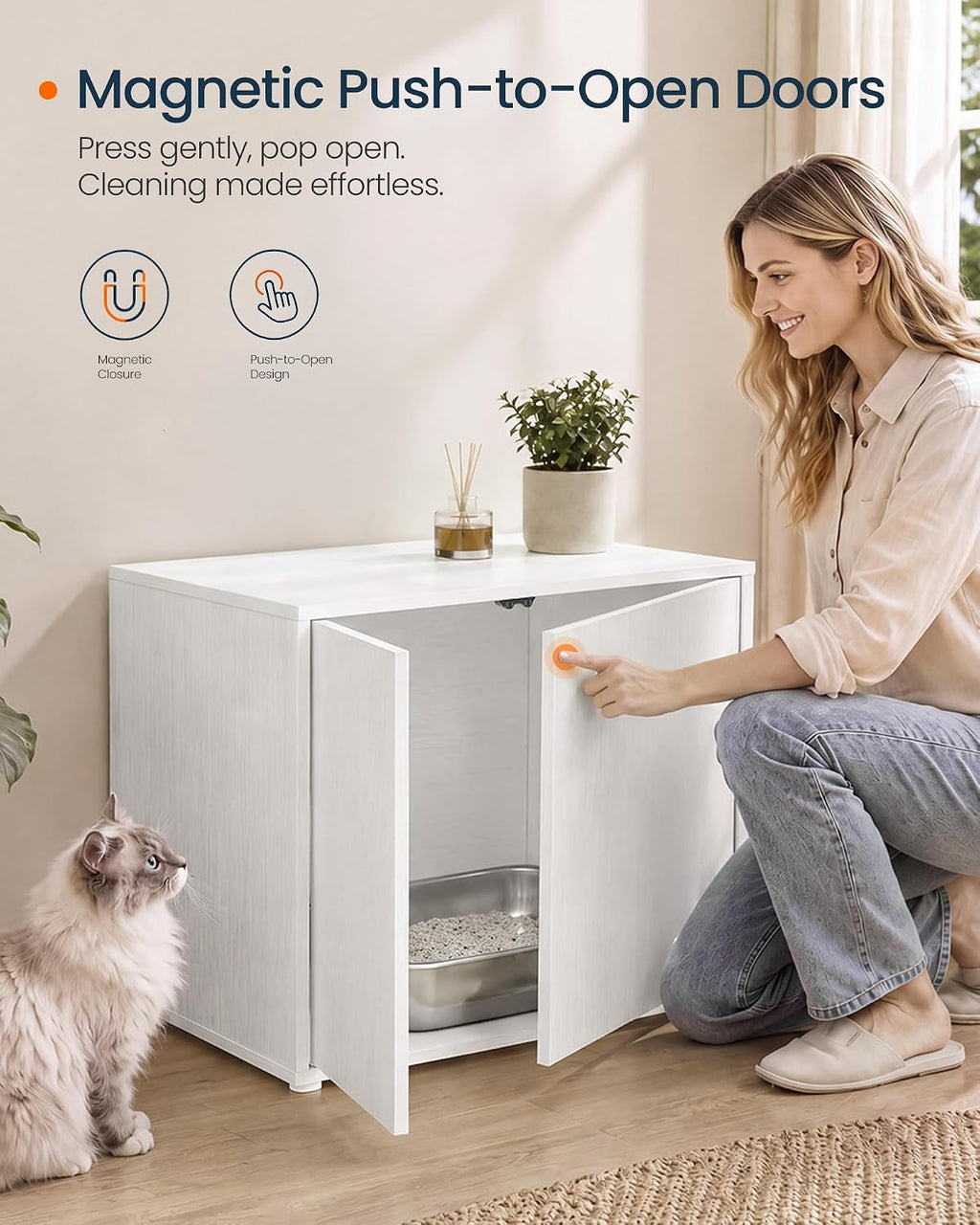 SONGMICS HOME Cat Litter Box Enclosure, Tool-Free Assembly