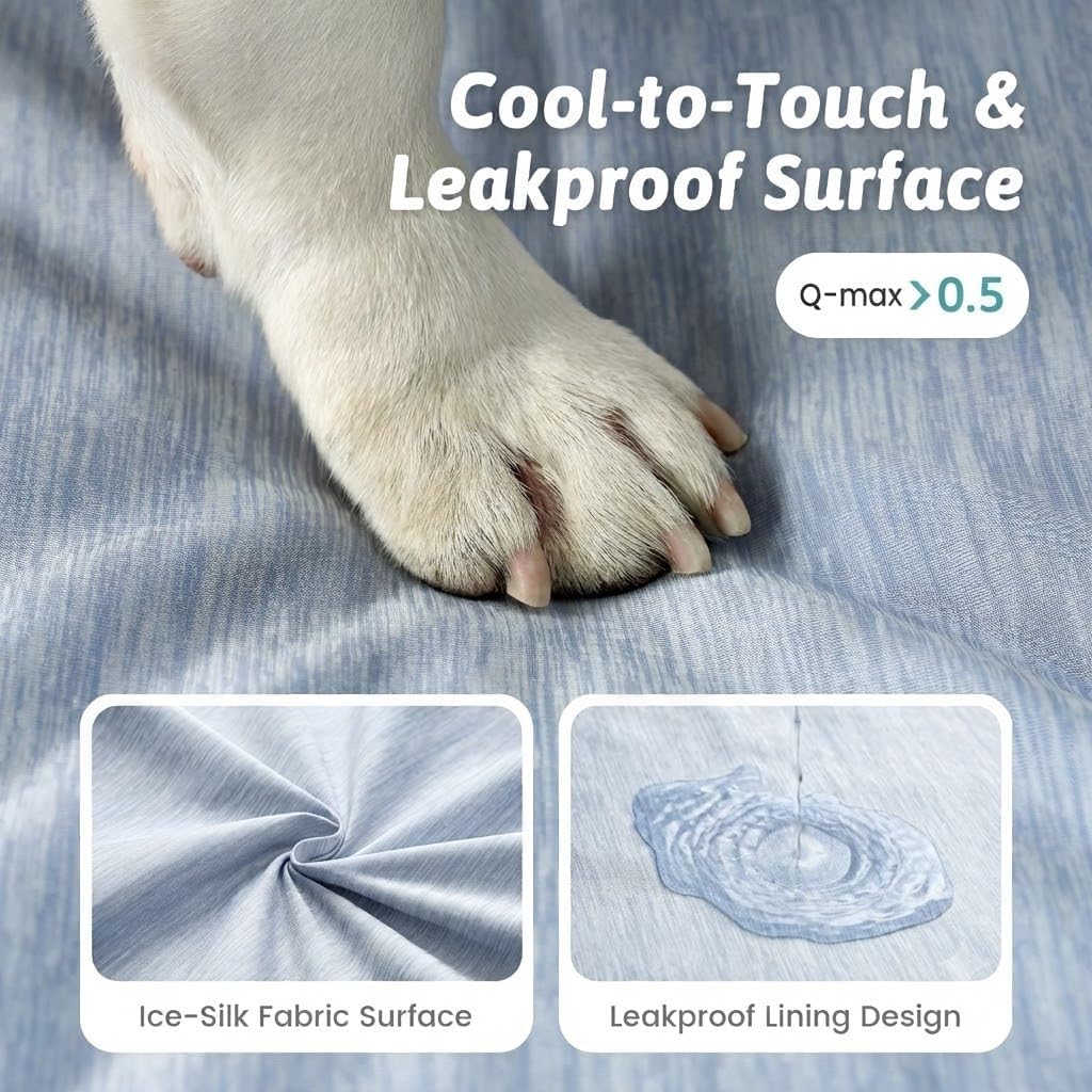 COZY KISS Cooling Orthopedic Dog Bed, Q-Max>0.5, Waterproof Lining, 36x27in