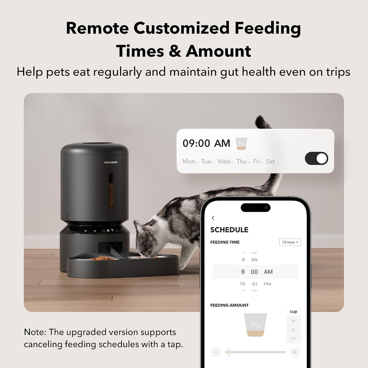 PETLIBRO Automatic Cat Feeder for 2 Cats, 5G&2.4G WiFi Pet Feeders, 5L Programmable Cat Food Dispenser with Airtight Lock-Fresh Technology, Dual Stainless Steel Bowls, Low Food Sensor