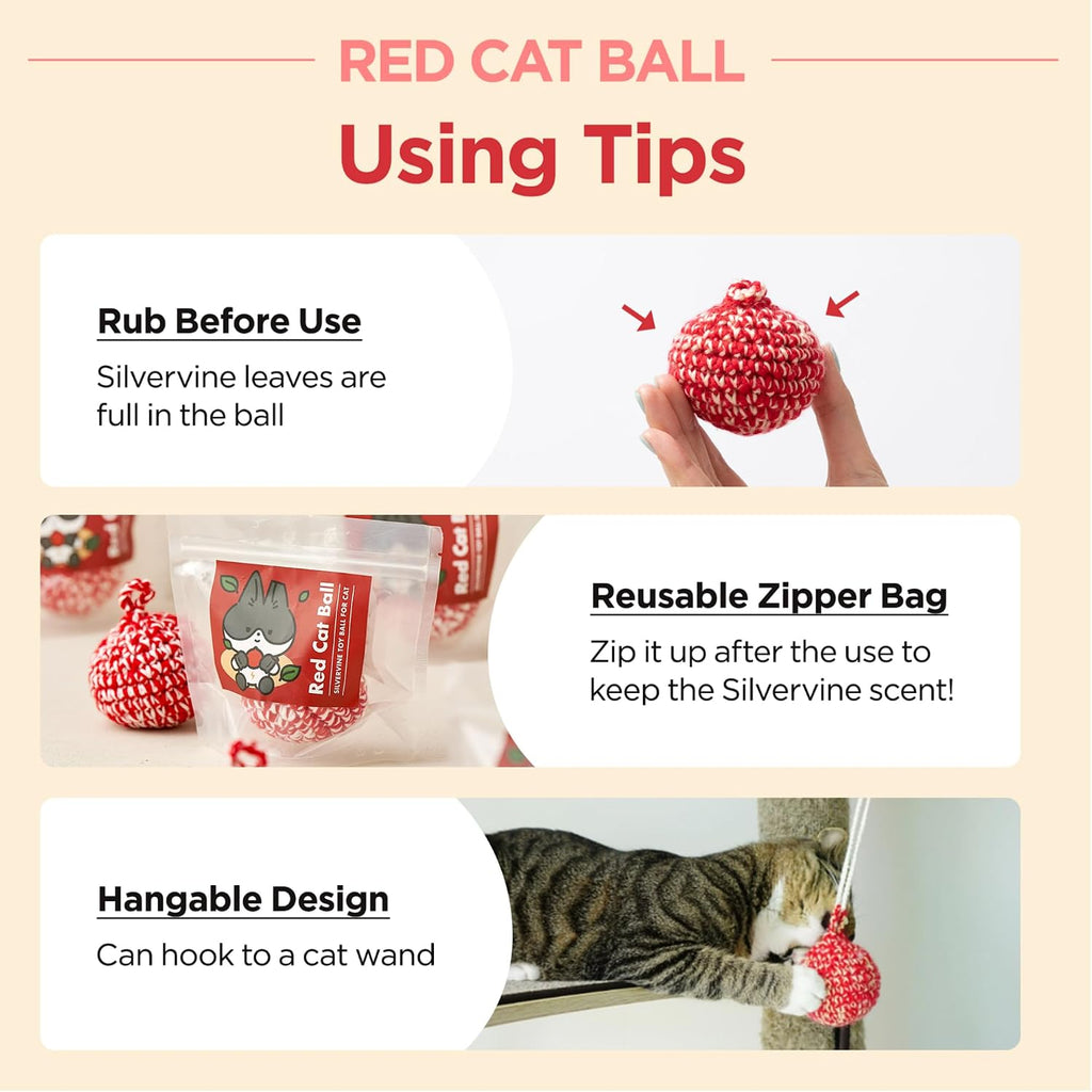 JAYU PET Red Cat Ball, 2.7 inch
