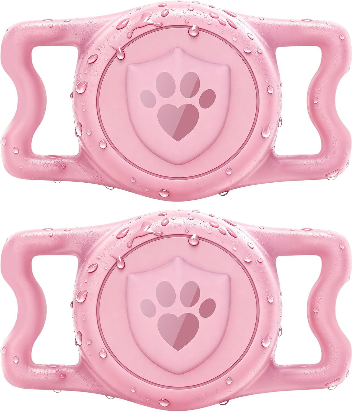 IP68 Waterproof AirTag Holder for Dog Collar, Silicone, Pink, 2 Pack