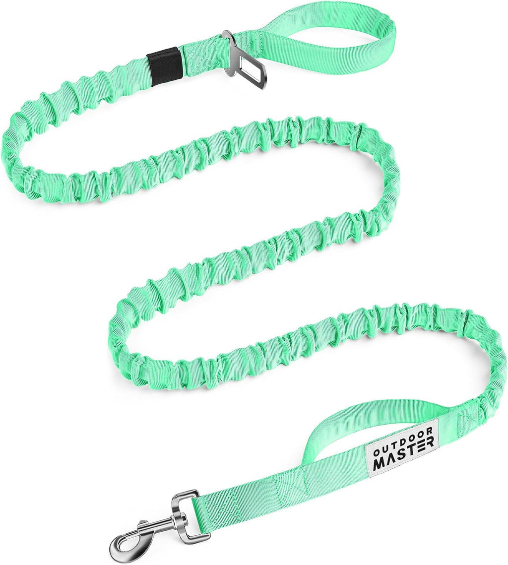 OutdoorMaster Bungee Dog Leash with Shock Absorption, Seatbelt-Buckle