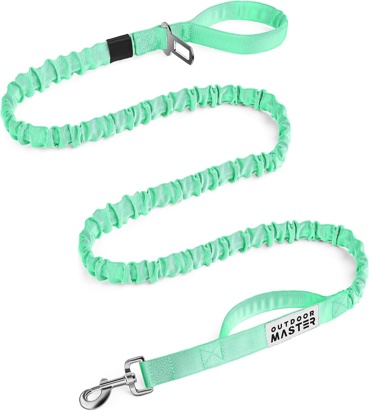 OutdoorMaster Bungee Dog Leash with Shock Absorption, Seatbelt-Buckle