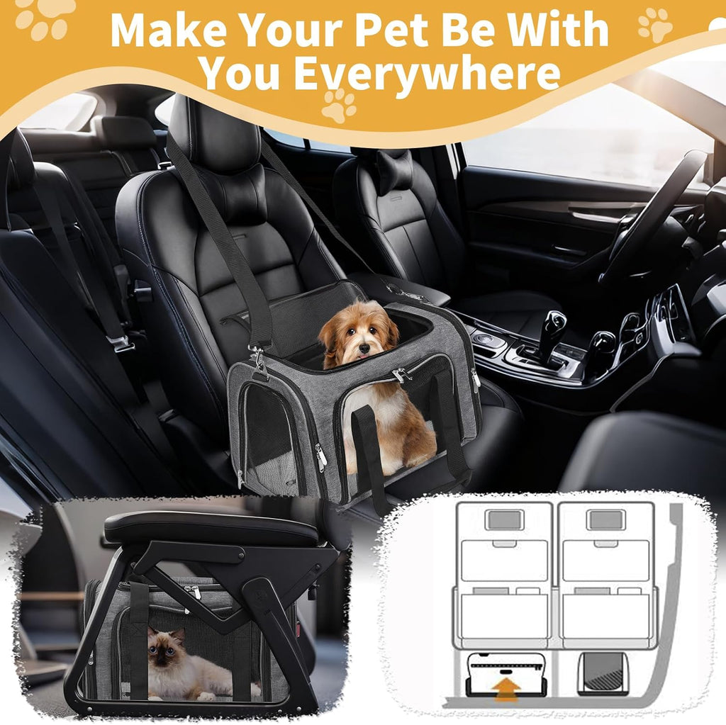 Soft-Sided Cat/Dog/Pet Carrier, Collapsible Pets Travel Carriers