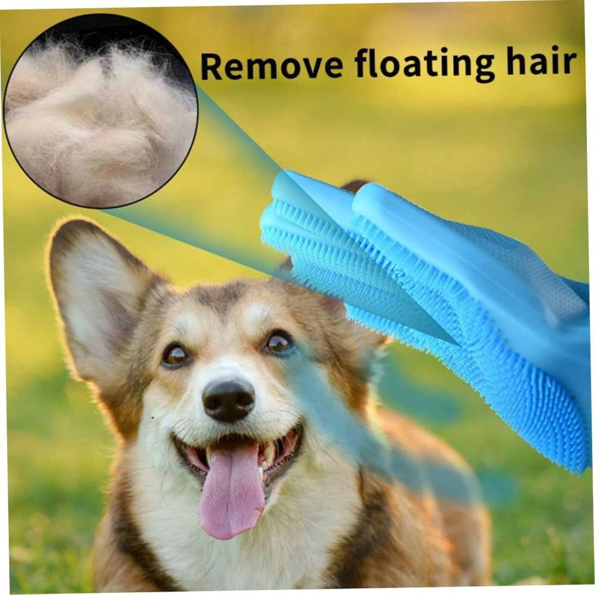 Dog Washing Gloves, Pet Grooming Gloves with Soft Brushes, Bathing and Massaging for Dogs and Cats, Silicone Heat Resistant Cleaning Gloves with High-Density Teeth (Blue)