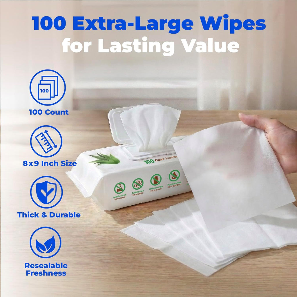 Best Pet Supplies Cleaning Dog Wipes - Hydrating Aloe, 400 Count | Unscented, Large 8x9" Pet Wipes, Vitamin E, Puppy & Cat Safe, Gentle Grooming, Resealable Pouch Prevents Drying 