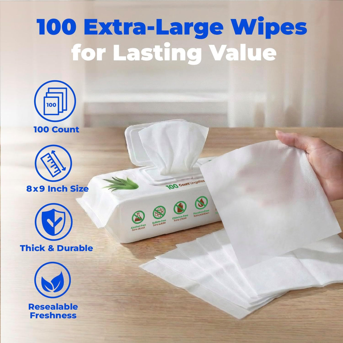 Best Pet Supplies Cleaning Dog Wipes - Hydrating Aloe, 400 Count | Unscented, Large 8x9" Pet Wipes, Vitamin E, Puppy & Cat Safe, Gentle Grooming, Resealable Pouch Prevents Drying 