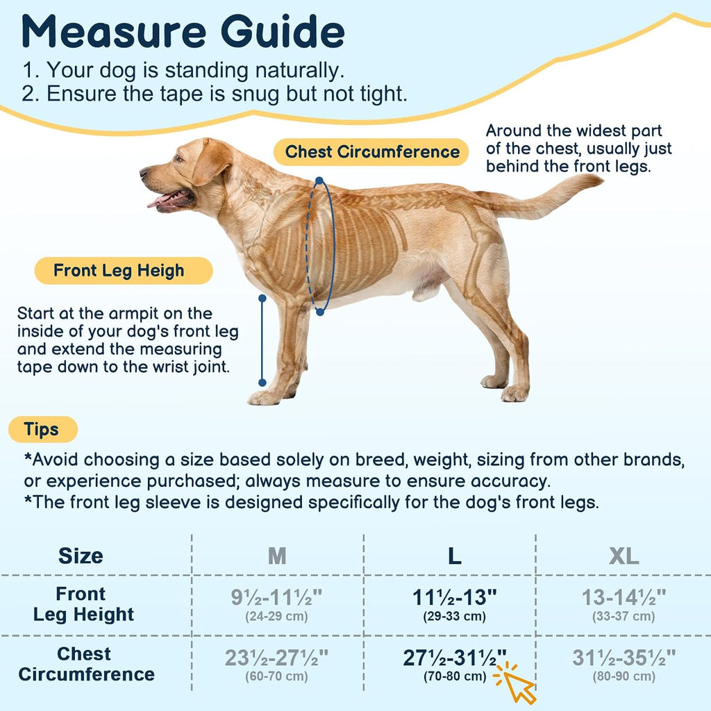 BARKLESS Dog Front Leg Sleeve to Prevent Licking, Soft Recovery Suit
