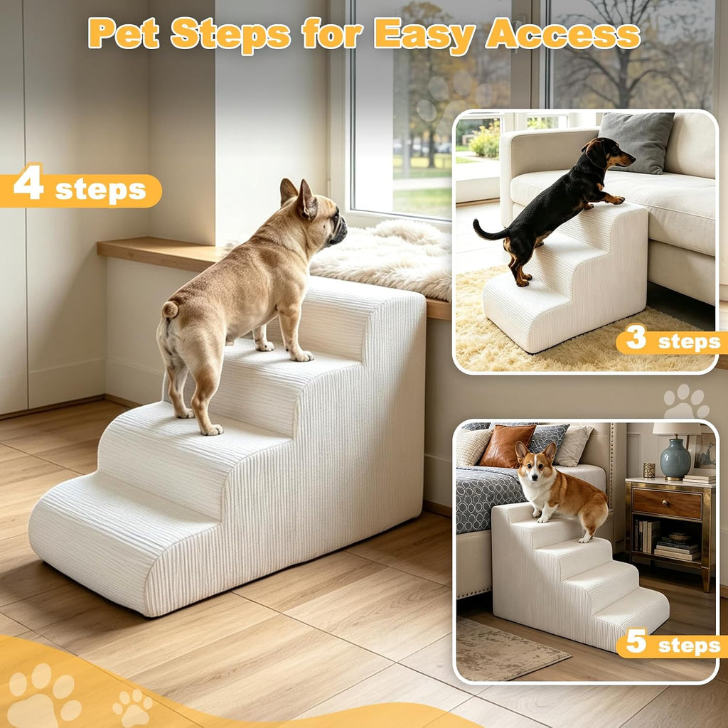 Dog Stairs for Bed & Couch - 18" H 4-Step Pet Steps for Small Dogs