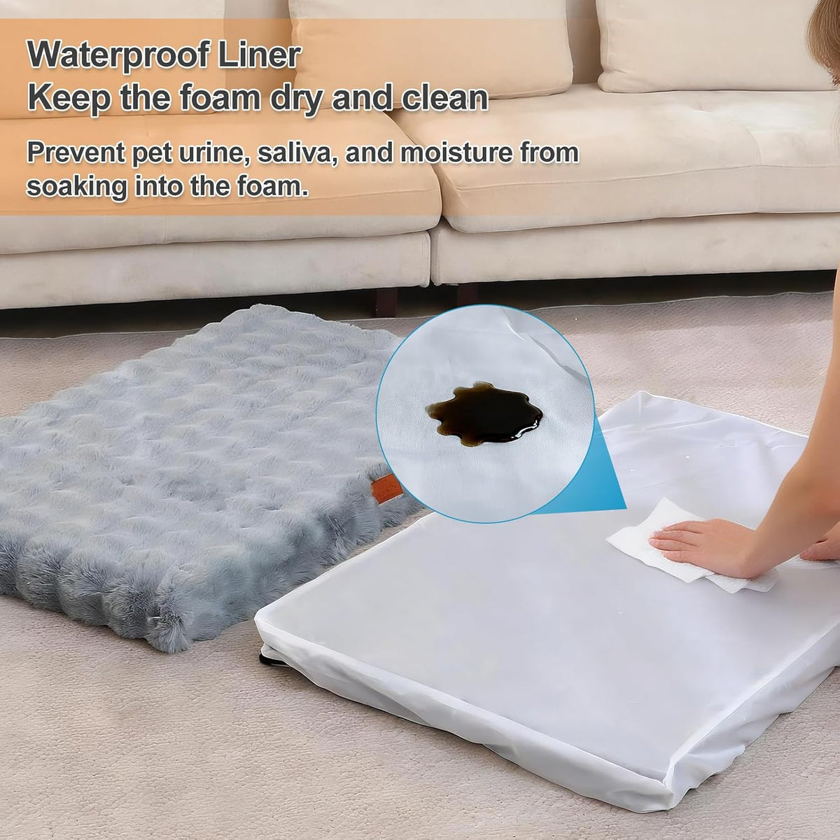 XL Dog Bed 44x32, Washable Orthopedic Crate Pad Mat