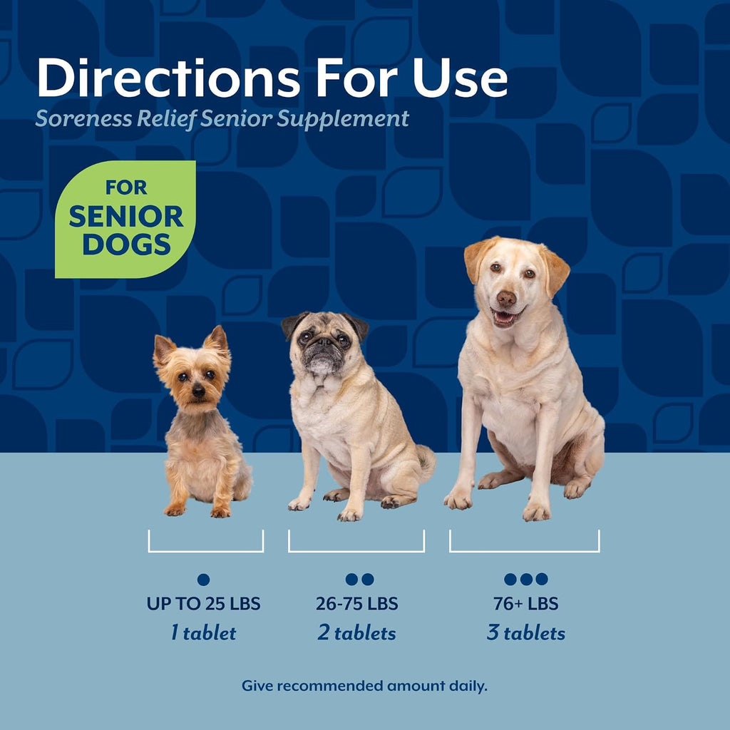 NaturVet Senior Wellness Aches & Discomfort for Dogs Plus Glucosamine- 60ct