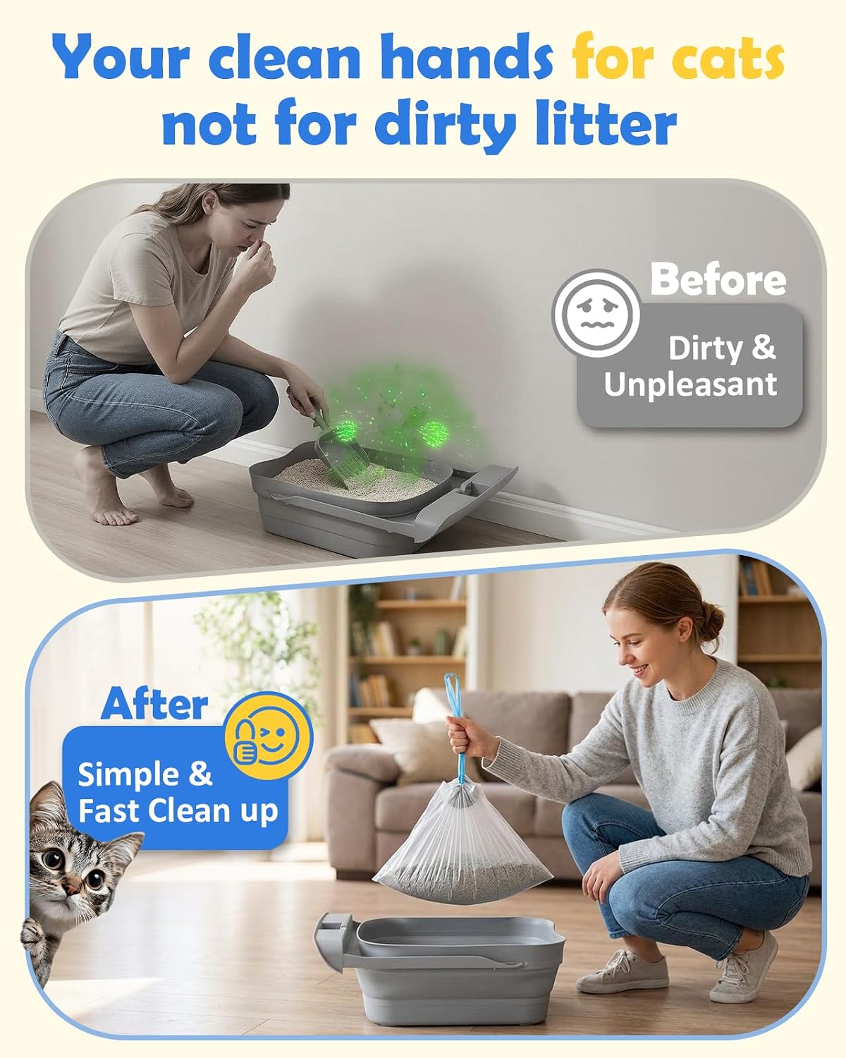 180 Count 27"x13" Cat Litter Bags Compatible with NeaksM1 & Petpivt 11/12 | Heavy Duty, Leak-Proof Liners with Easy Drawstring Handle, Designed for Open-Top Self-Cleaning Boxes