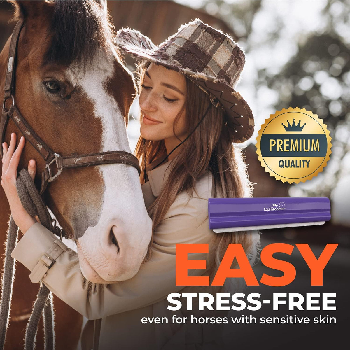 EquiGroomer 8-Inch Deshedding Brush for Dogs & Horses, Purple | Best for large dogs 50 lbs and up, plus horses and ponies, thick coats, stainless blade, gentle on skin 