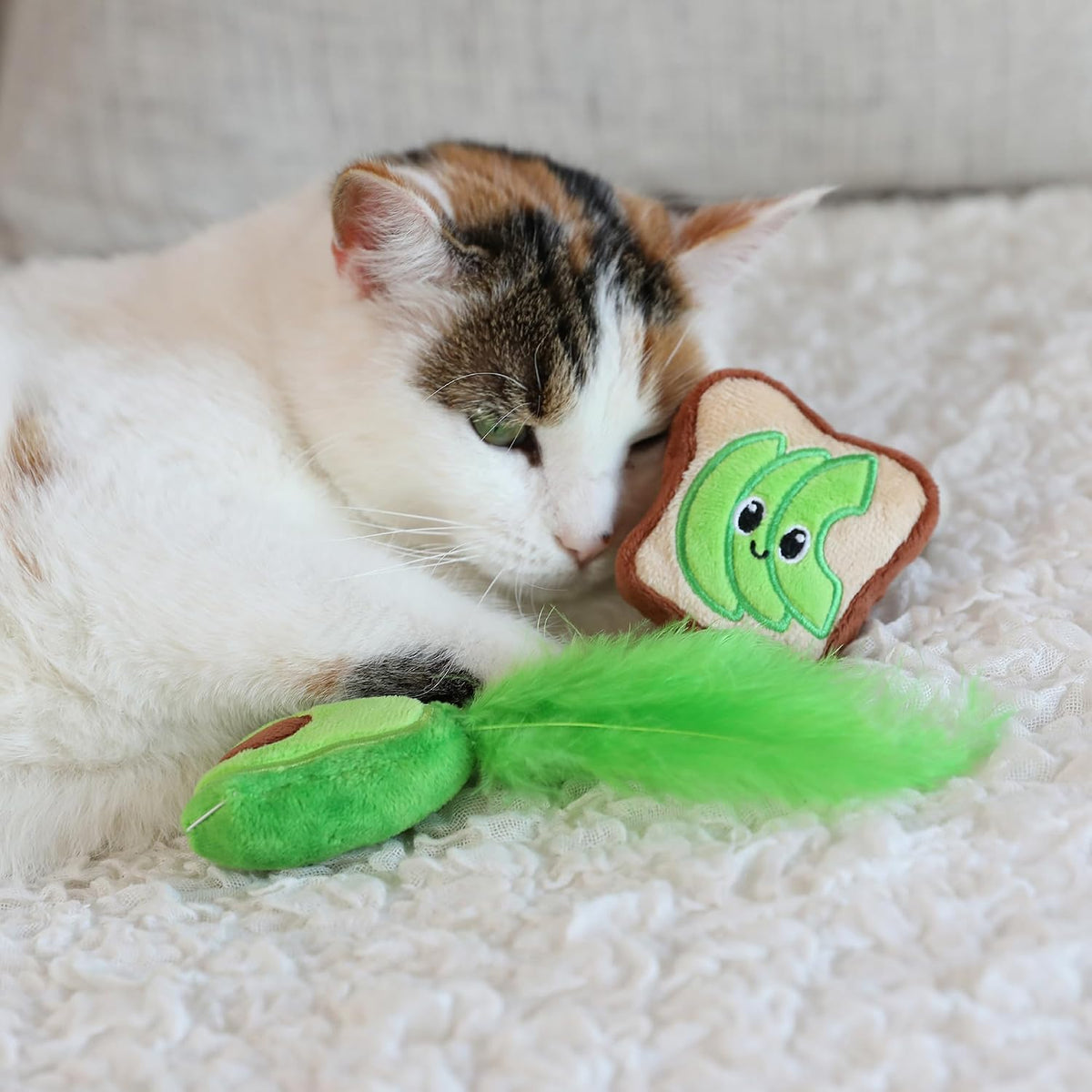 Quirky Kitty Avocado Toast Catnip Plush Cat Toy, Pack of 2, Soft and Safe