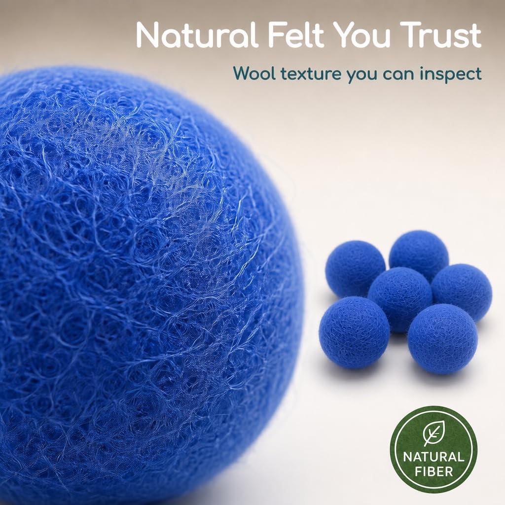 Wool Cat Toys, Felt Toy Balls, Blue, 6PCS