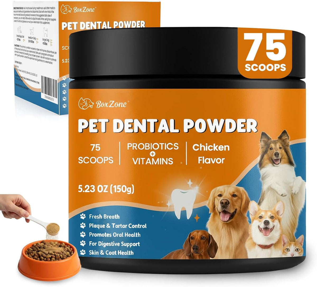 Dog Teeth Cleaning Powder - Plaque & Tartar Control, Breath Fresheners