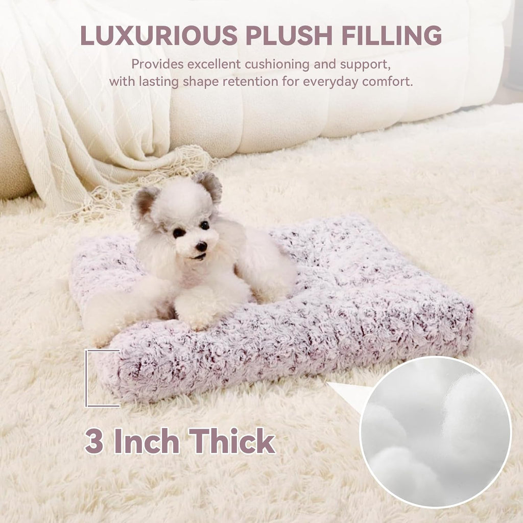 Small Dog Crate Bed Mat, Washable Plush Pad for Puppies & Cats
