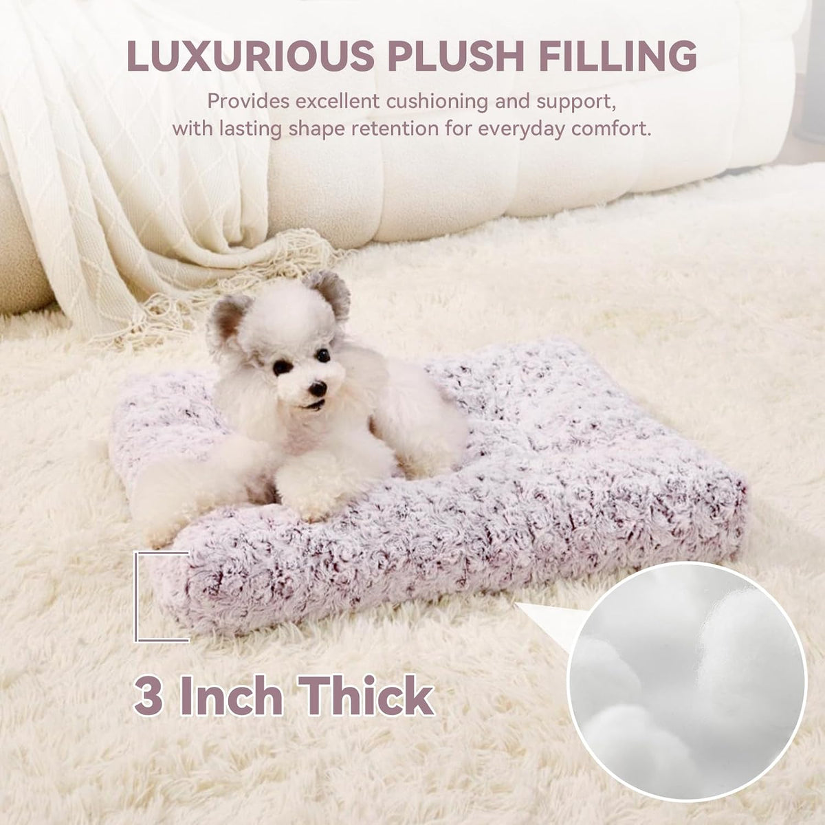 Small Dog Crate Bed Mat, Washable Plush Pad for Puppies & Cats