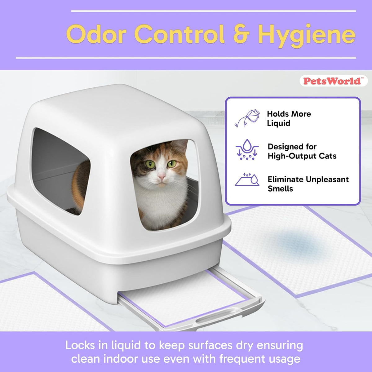 PetsWorld Universal Fit Cat Pad Refills for Litter Box, Unscented, Odor Control, Pack of 200