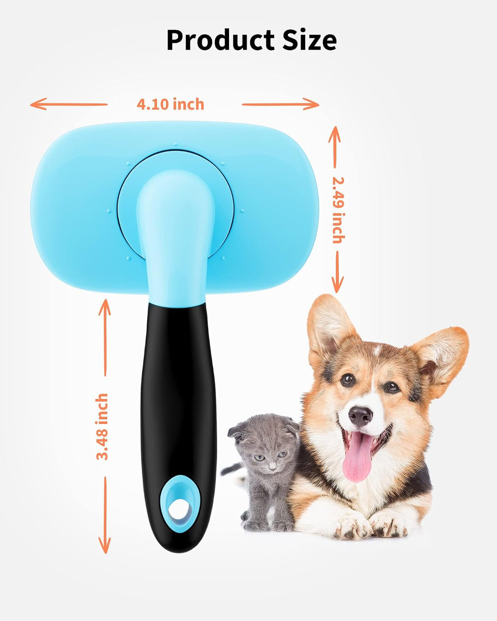 Glendan Dog & Cat Brush- Slicker Pet Brush- Shedding Grooming Tools (Blue)
