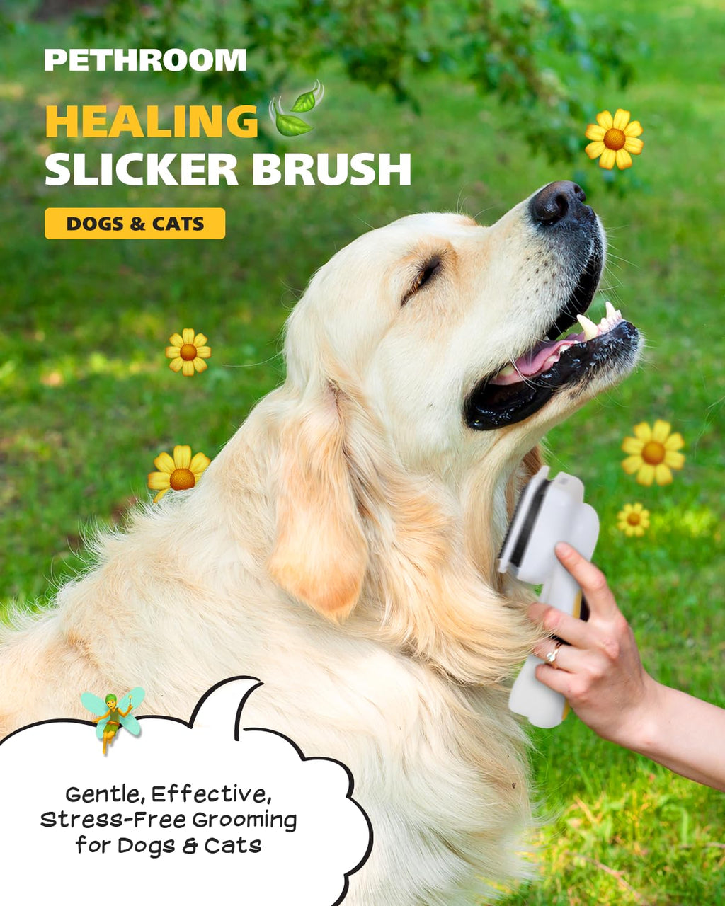 PETHROOM Self-Cleaning Slicker Brush for Dogs & Cats (Pack of 2)