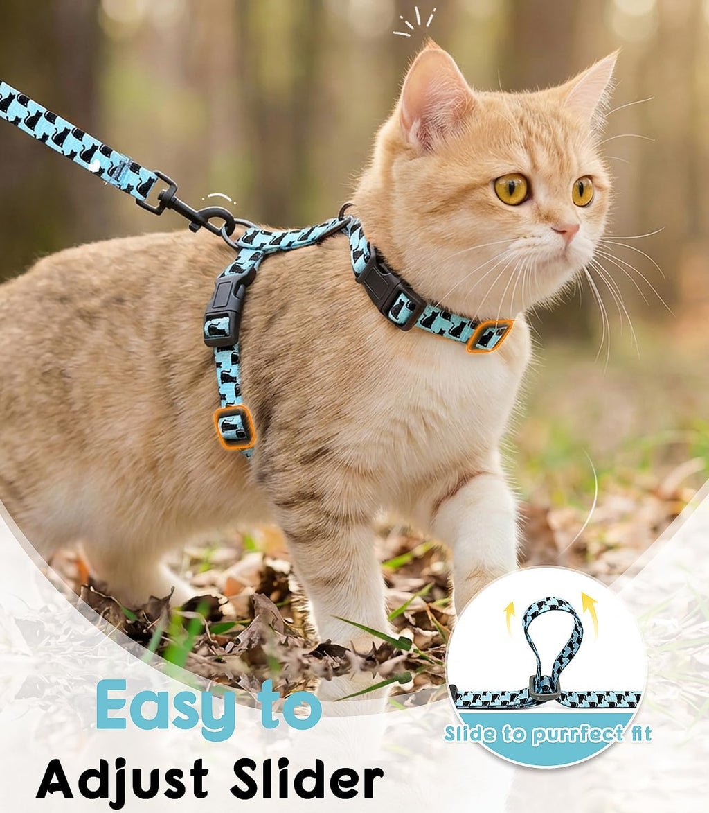 Halypet 2-Pack Cat Harness and Leash Set, Escape Proof 3-in-1 Adjustable Harness for Cats, Soft Lightweight, Easy On & Control for Walking, Travel & Outdoor Use, Medium (Orange & Blue)