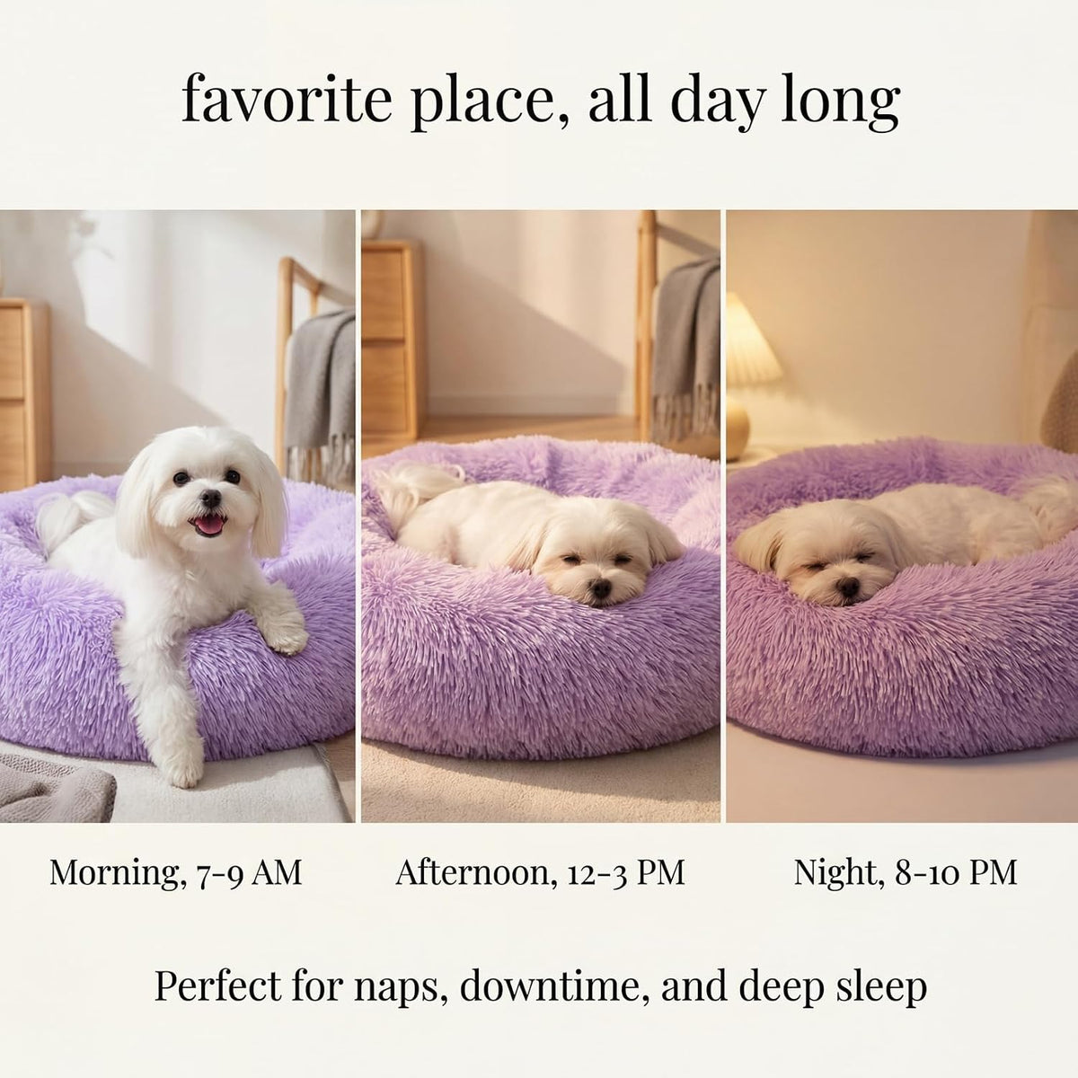 nononfish Soft Donut Dog Bed,Cozy Calming Bed for Puppies