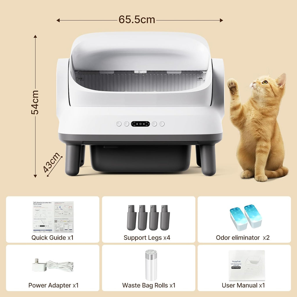Happypaw XXXL Open-Top Automatic Self Cleaning Litter Box for Multiple Cats