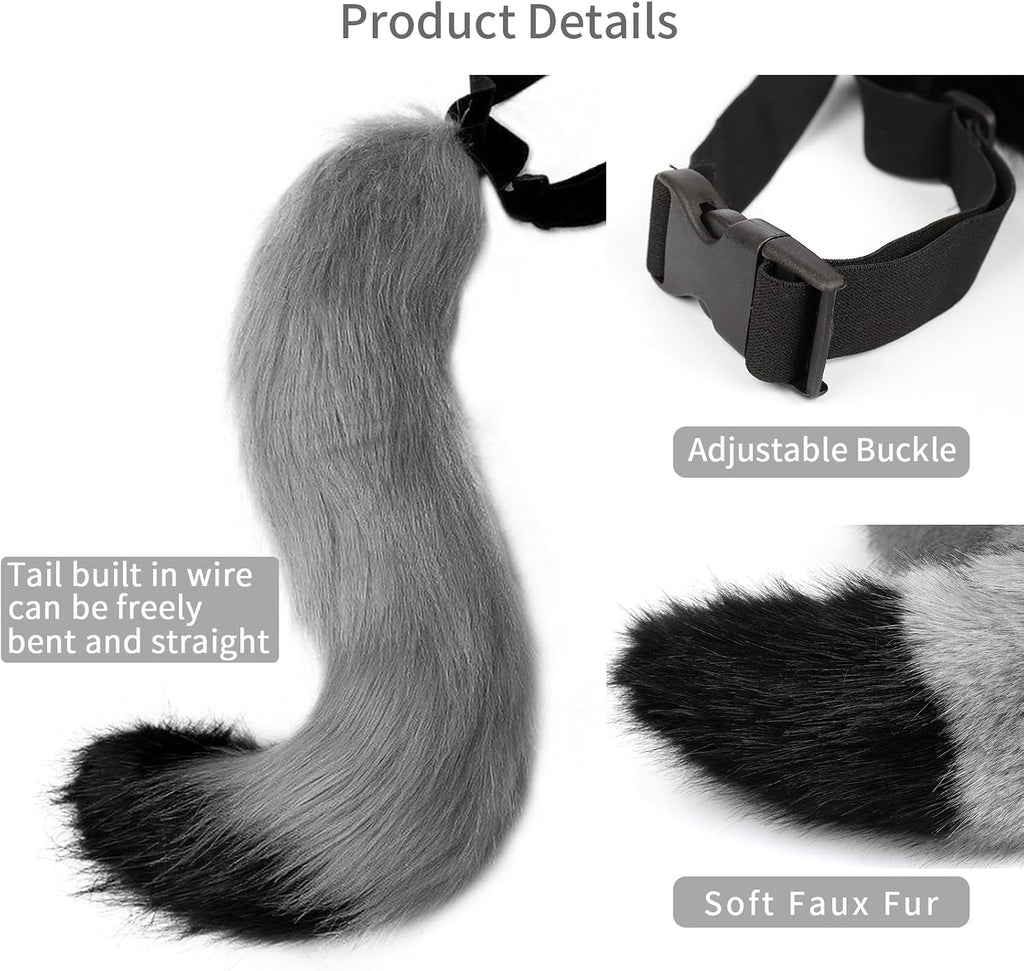 COSYEARS Faux Fur Fox Wolf Tail Animal Dog Furry Tails for Halloween Party Cosplay Accessory