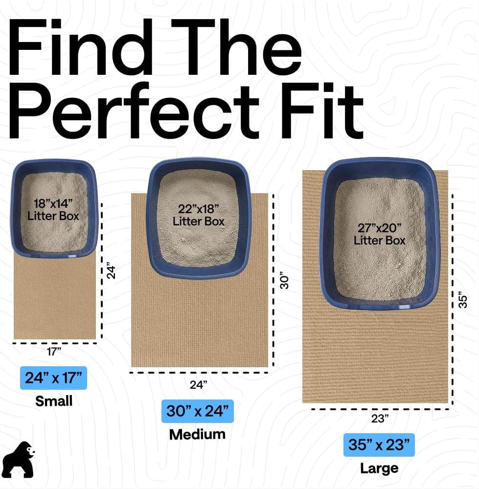 GORILLA GRIP Cat Litter Mat, Soft Felt Scatter Catcher, 30x24, Beige