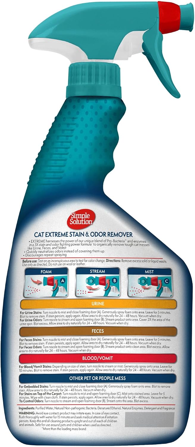 Simple Solution Extreme Stain & Odor Remover, Stain Cleaner, Gallon + 32oz